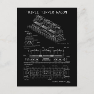 PTW Triple Tipper Wagon "Blauwdruk" Briefkaart