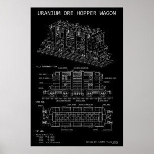 PTW Uranium Erts Trein Wagon "Blauwdruk"  Poster