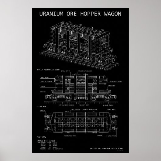 PTW Uranium Erts Trein Wagon "Blauwdruk" Poster (Voorkant)