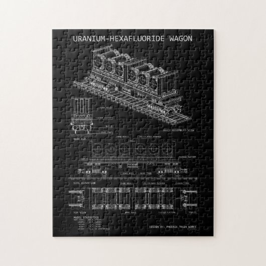 PTW Uranium Hexafluoride Wagon "Blauwdruk" Klein Legpuzzel (Verticaal)