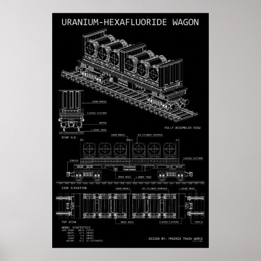 PTW Uranium Hexafluoride Wagon "Blauwdruk" Poster (Voorkant)
