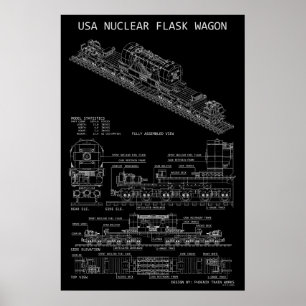 PTW USA Kernelflask Wagon "Blauwdruk" Poster