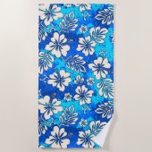 Pua Aloha Hawaiian Heart Shaped Hibiscus Blue Strandlaken (Voorkant)