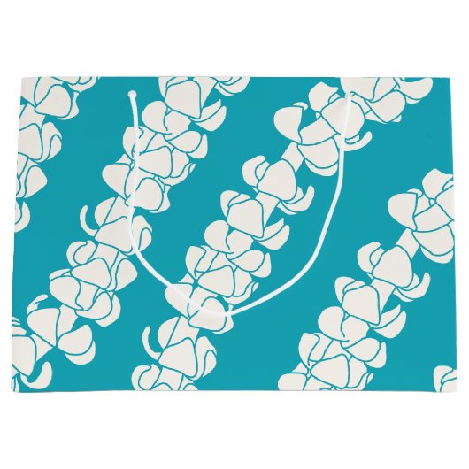 Puakenikeni leis on turquoise Tropical gift bag Groot Cadeauzakje (Voorkant)