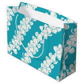 Puakenikeni leis on turquoise Tropical gift bag Groot Cadeauzakje (Achterkant Gekanteld)