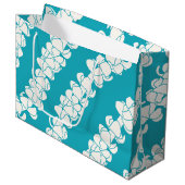 Puakenikeni leis on turquoise Tropical gift bag Groot Cadeauzakje (Voorkant Gekanteld)