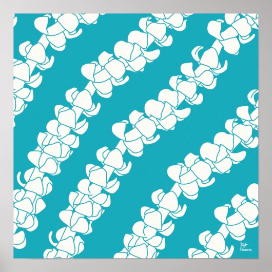 Puakenikeni over Blauwgroen Poster (Voorkant)