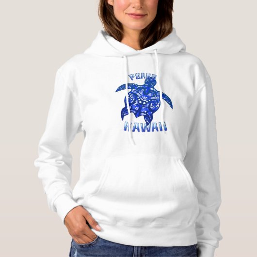 Puako Hawaii Vacation Tribal Turtle Hoodie (Voorkant)
