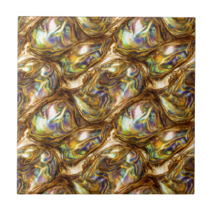 Puau shell blauw goud geometrisch naadloos patroon tegeltje