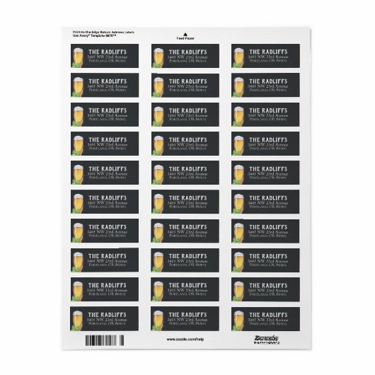 Pub Ale Chalkboard retour adres label (Full Sheet)