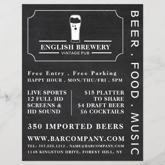  Pub Chalkboard, Pub/Brewery Adverteren Flyer (Voorkant)