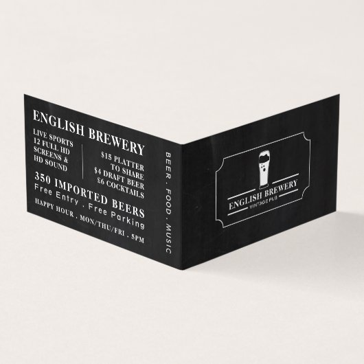 Pub Chalkboard, Pub/Brewery, Gedetailleerd Visitekaartje (Buitenkant)
