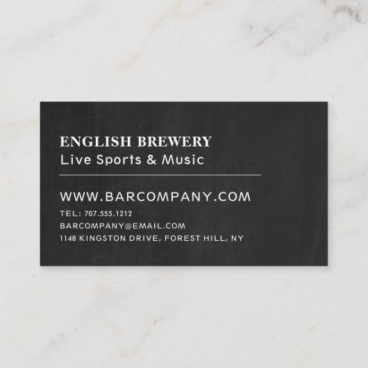 Pub Chalkboard, Pub/Brewery Visitekaartje (Achterkant)