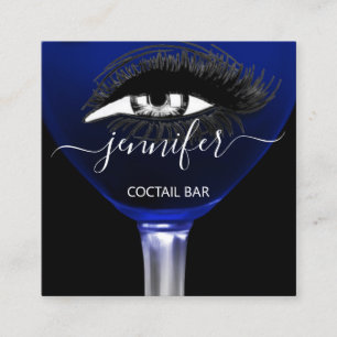 Pub Cocktail Blue Navy Wine Bar Drink Glass Logo Vierkante Visitekaartje