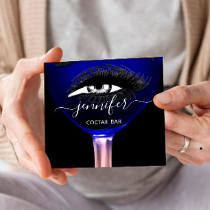 Pub Cocktail Pink Navy Wine Bar Drink Glass Logo Vierkante Visitekaartje