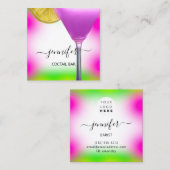 Pub Coctail Bar Drink Roze Violet Citroen Geel Vierkante Visitekaartje (Voorkant / Achterkant)