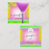 Pub Coctail Bar Drink roze Violet Lemon Green Vierkante Visitekaartje (Voorkant / Achterkant)