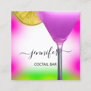 Pub Coctail Bar Drink Roze Violet Lemon Yellow Vierkante Visitekaartje