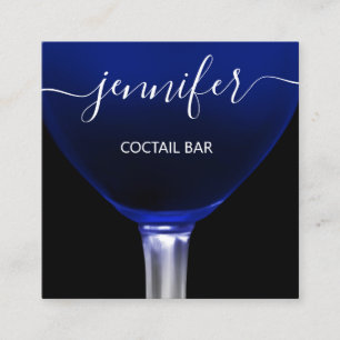 Pub Coctail Blue Navy Wine Bar Drink Glass Logo Vierkante Visitekaartje