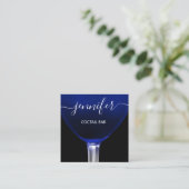 Pub Coctail Blue Navy Wine Bar Drink Glass Logo Vierkante Visitekaartje (Staand voorkant)