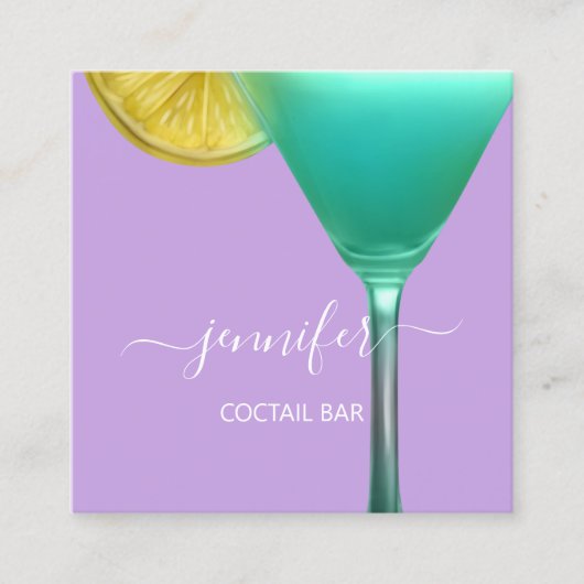 Pub Coctail Wijnbar Drink Roze Professional Vierkante Visitekaartje (Voorkant)