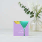 Pub Coctail Wijnbar Drink Roze Professional Vierkante Visitekaartje (Staand voorkant)