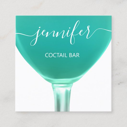 Pub Coctail Wine Bar Drink Glass Mint Logo Vierkante Visitekaartje (Voorkant)