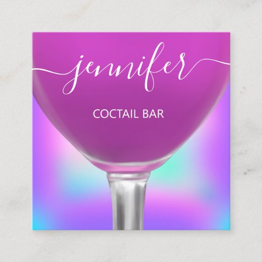 Pub Coctail Wine Bar Drink Glass Modern Logo Vierkante Visitekaartje (Voorkant)