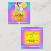 Pub Coctail Wine Bar Drink Roze holografisch Vierkante Visitekaartje (Voorkant / Achterkant)