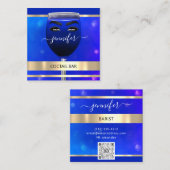 Pub Coctail Wine Bar Drinken Restaurant Blue QRCOD Vierkante Visitekaartje (Voorkant / Achterkant)