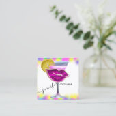 Pub Drink Bar Restaurant Coctail Logo roze QRCODE Vierkante Visitekaartje (Staand voorkant)