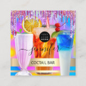 Pub Drink Bar Restaurant Logo Holographic Event Vierkante Visitekaartje (Voorkant)