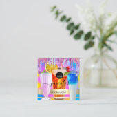 Pub Drink Bar Restaurant Logo Holographic Event Vierkante Visitekaartje (Staand voorkant)