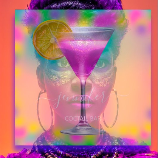 Pub Drinken Bar Restaurant Coctail Logo Pinky Vierkante Visitekaartje