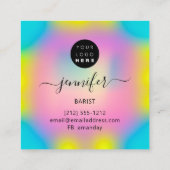 Pub Drinken Bar Restaurant Coctail Logo Roze Vierkante Visitekaartje (Achterkant)