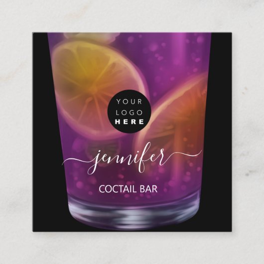 Pub Drinken Bar Restaurant Logo Lounge Logo Violet Vierkante Visitekaartje (Voorkant)