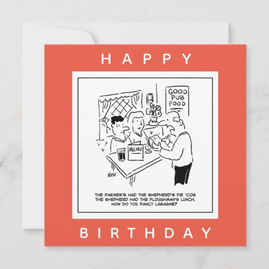 Pub-maaltijden en Pub Menu-Cartoon Kaart (Voorkant)
