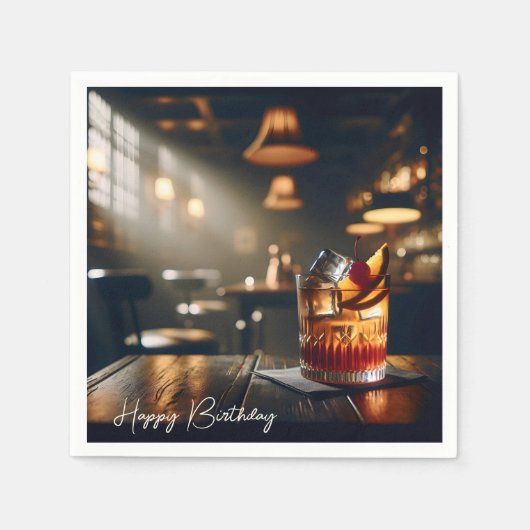 Pub ouderwetse Drink voor Verjaardag Servet (Voorkant)