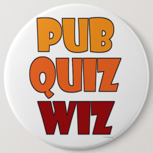 Pub Quiz Wiz Grappig Trivia Kampioen Plezier Ronde Button 6,0 Cm (Voorkant)