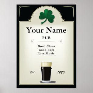 Pub Sign, Irish Pub, Gepersonaliseerd Poster