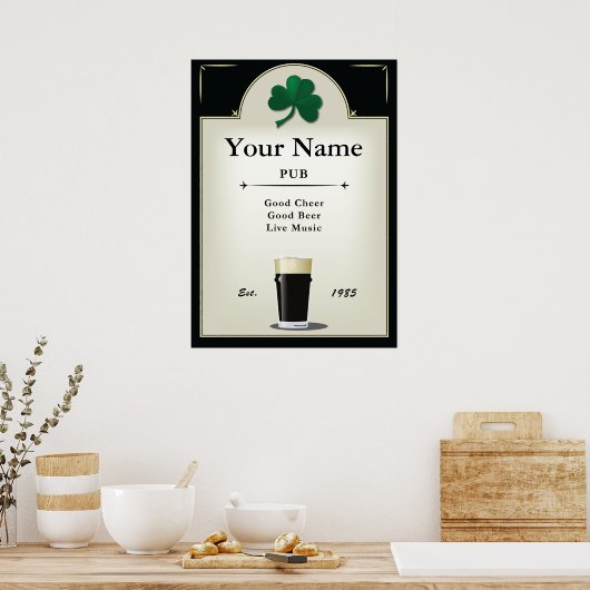 Pub Sign, Irish Pub, Gepersonaliseerd Poster (Keuken)