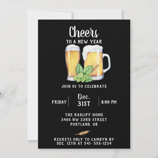 Pub Style Nieuwjaarsfeest Uitnodiging (Voorkant)