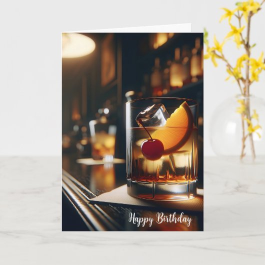 Pub Verjaardag Ouderwets Drink Kaart (Gele Bloem)