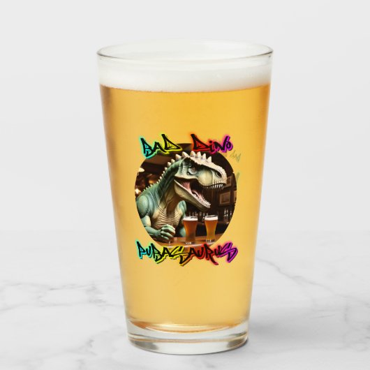 PUBASAURUS beroemd gemaakt door BAD Dino Glas (Achterkant gevuld)