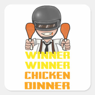 PUBG - Winnaar, Winnaar Chicken Dinner Vierkante Sticker
