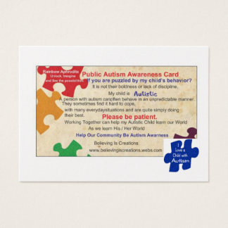 Public Autism Awarness Card Visitekaartjes
