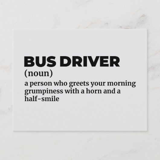 Public Bus Driver Definition Briefkaart (Voorkant)