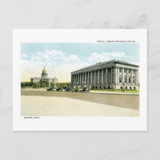 Public Library and State Capitol, Denver, CO Briefkaart