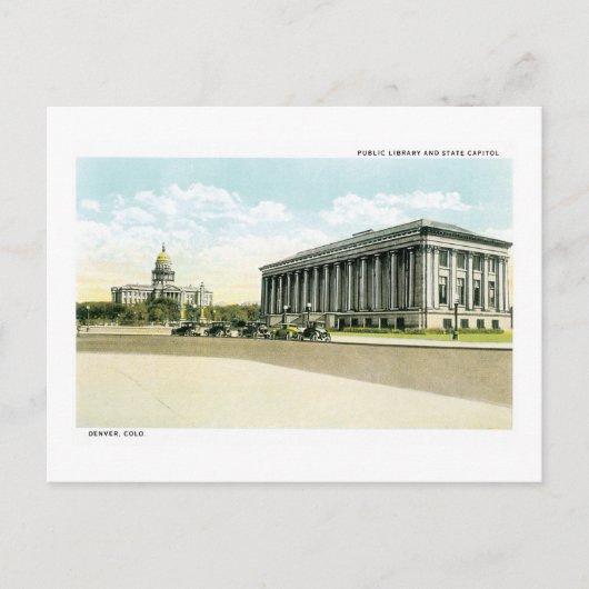Public Library and State Capitol, Denver, CO Briefkaart (Voorkant)
