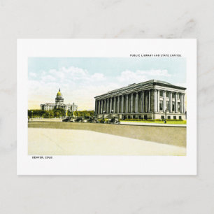 Public Library and State Capitol, Denver, Colorado Briefkaart